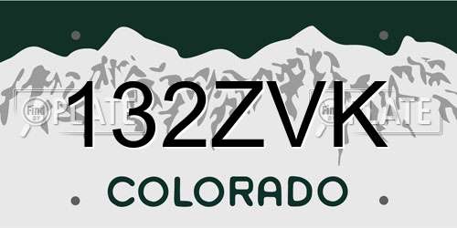 132ZVK Colorado License Plate