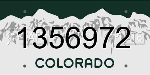 1356972 Colorado License Plate