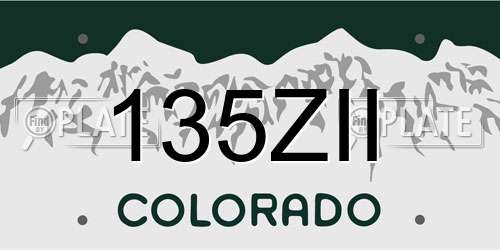 135ZII Colorado License Plate