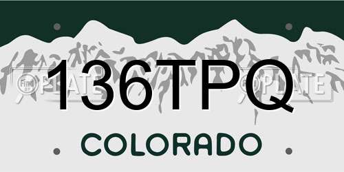 136TPQ Colorado License Plate