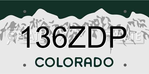 136ZDP Colorado License Plate