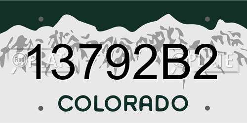 13792B2 Colorado License Plate