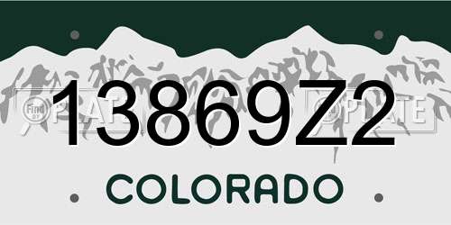 13869Z2 Colorado License Plate