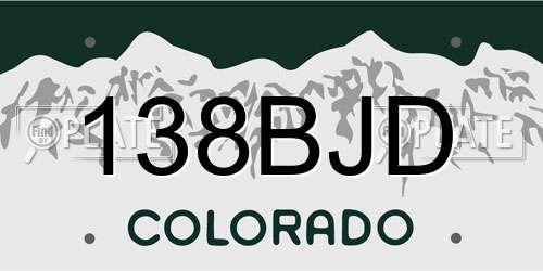 138BJD Colorado License Plate