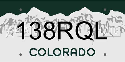 138RQL Colorado License Plate