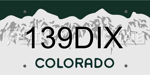 139DIX Colorado License Plate