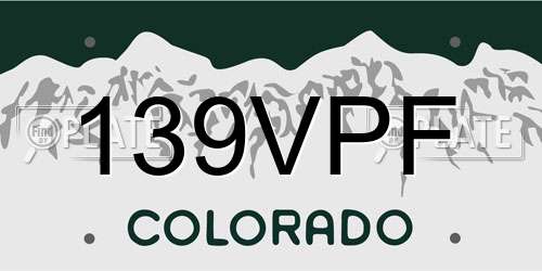 139VPF Colorado License Plate