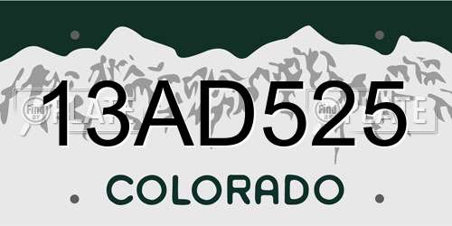 13AD525 Colorado License Plate