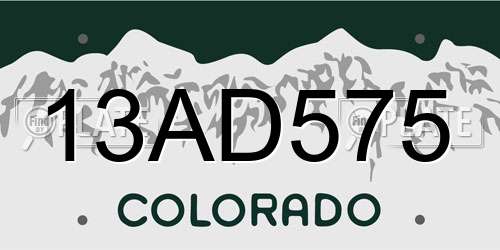 13AD575 Colorado License Plate