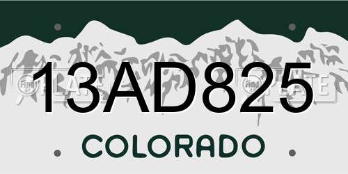 13AD825 Colorado License Plate
