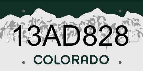 13AD828 Colorado License Plate