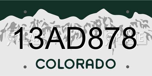 13AD878 Colorado License Plate