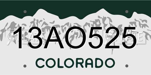 13AO525 Colorado License Plate