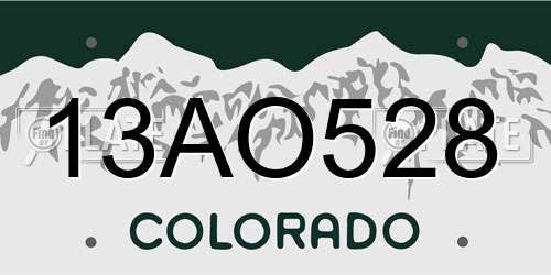 13AO528 Colorado License Plate