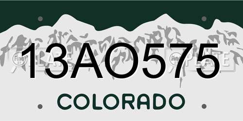 13AO575 Colorado License Plate