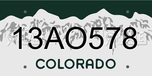 13AO578 Colorado License Plate