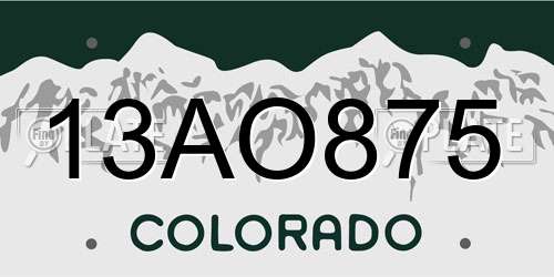 13AO875 Colorado License Plate