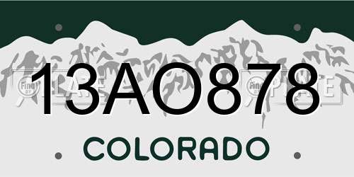 13AO878 Colorado License Plate