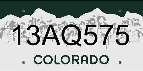 13AQ575 Colorado License Plate