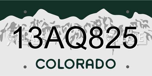13AQ825 Colorado License Plate