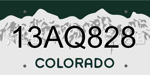 13AQ828 Colorado License Plate