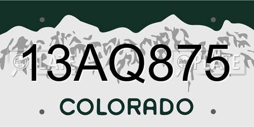 13AQ875 Colorado License Plate