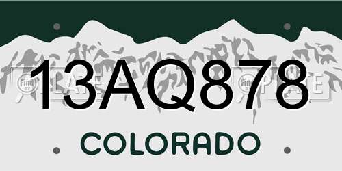 13AQ878 Colorado License Plate