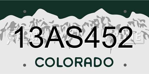 13AS452 Colorado License Plate