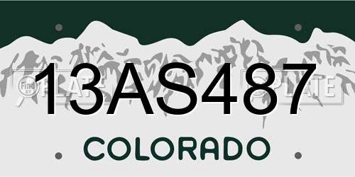 13AS487 Colorado License Plate