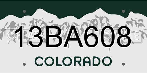 13BA608 Colorado License Plate