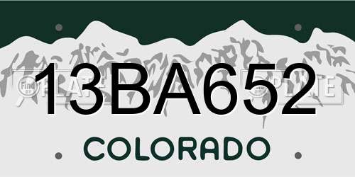 13BA652 Colorado License Plate