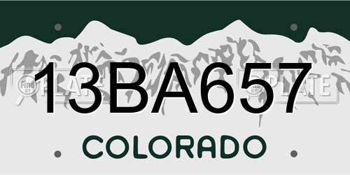 13BA657 Colorado License Plate