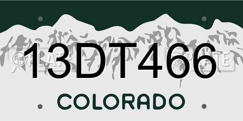 13DT466 Colorado License Plate