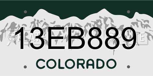 13EB889 Colorado License Plate