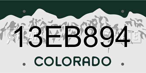 13EB894 Colorado License Plate