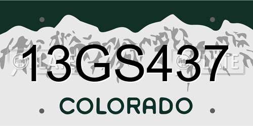 13GS437 Colorado License Plate
