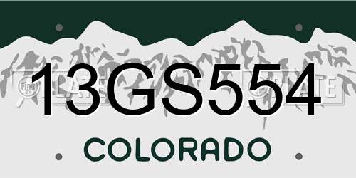 13GS554 Colorado License Plate