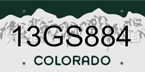 13GS884 Colorado License Plate