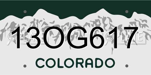 13OG617 Colorado License Plate