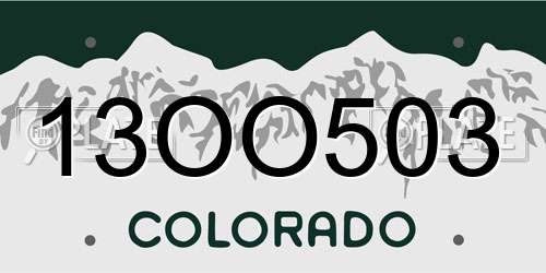 13OO503 Colorado License Plate