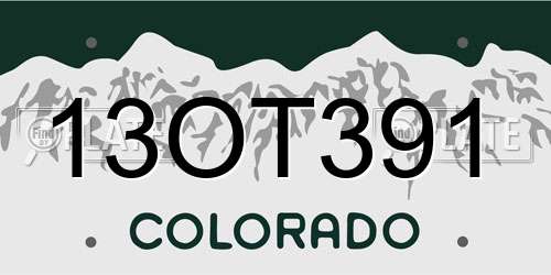 13OT391 Colorado License Plate