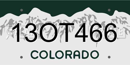 13OT466 Colorado License Plate