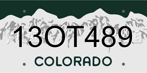 13OT489 Colorado License Plate