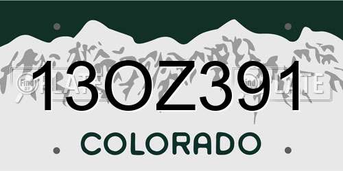 13OZ391 Colorado License Plate