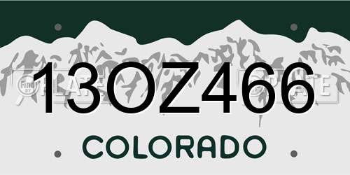 13OZ466 Colorado License Plate
