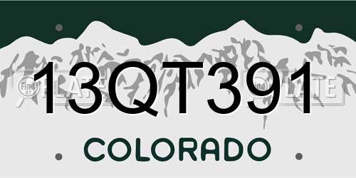 13QT391 Colorado License Plate