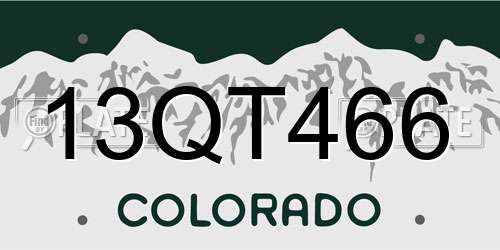 13QT466 Colorado License Plate