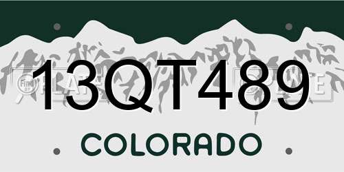 13QT489 Colorado License Plate