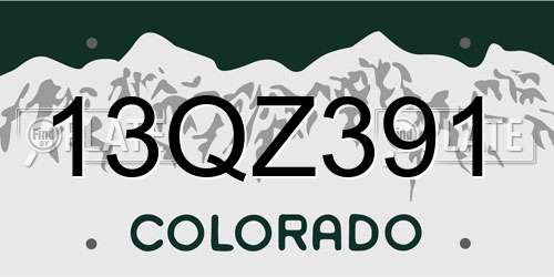 13QZ391 Colorado License Plate