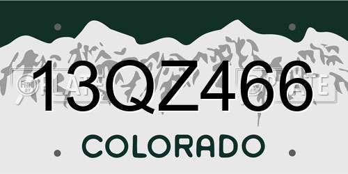 13QZ466 Colorado License Plate